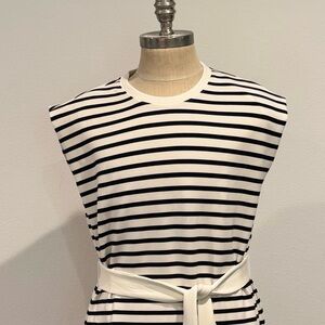 SPANX Monochrome Striped Midi Dress